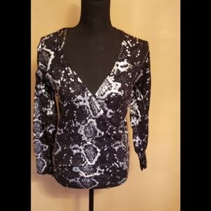 Ashley Stewart Black & Silver Side Zip Sweater Size 12